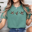 Small Light Green Mallard Ducks Flying Graphic Tee, Hunting Season Shirt, Duck Hunt Comfort Colors Tee 