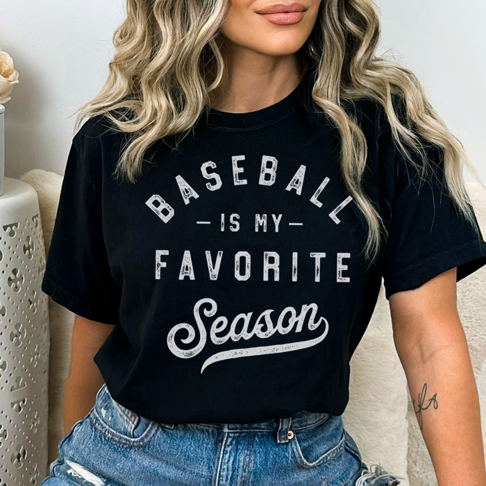 Baseball Favorite Season Graphic Tee, Baseball Mom Shirt, Game Day Tee, Cute Baseball Tshirt