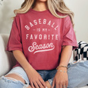 XL Crimson Baseball Favorite Season Graphic Tee, Baseball Mom Shirt, Game Day Tee, Cute Baseball Tshirt