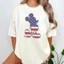 Medium Ivory Standing Flag Mouse Graphic Tee, 4th of July Shirt, Fourth of July Tee, Theme Park Shirt, Boy Mouse Shirt, Family Vacation Tee