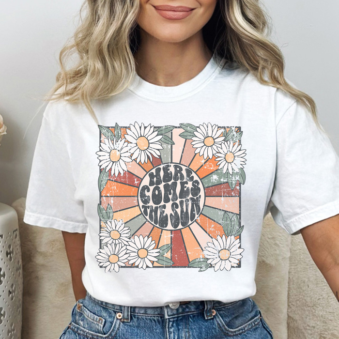 Comfort Colors Here Comes The Sun Vintage Graphic Tee