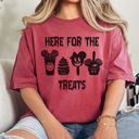 Medium Crimson Here For The Halloween Treats Graphic Tee, Halloween Theme Park Shirt, Favorite Mouse Tee, Halloween Graphic Tee, Matching Shirts