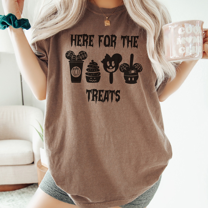 Here For The Halloween Treats Graphic Tee, Halloween Theme Park Shirt, Favorite Mouse Tee, Halloween Graphic Tee, Matching Shirts