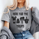 XL Light Gray Here For The Halloween Treats Graphic Tee, Halloween Theme Park Shirt, Favorite Mouse Tee, Halloween Graphic Tee, Matching Shirts