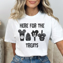 XL White Here For The Halloween Treats Graphic Tee, Halloween Theme Park Shirt, Favorite Mouse Tee, Halloween Graphic Tee, Matching Shirts