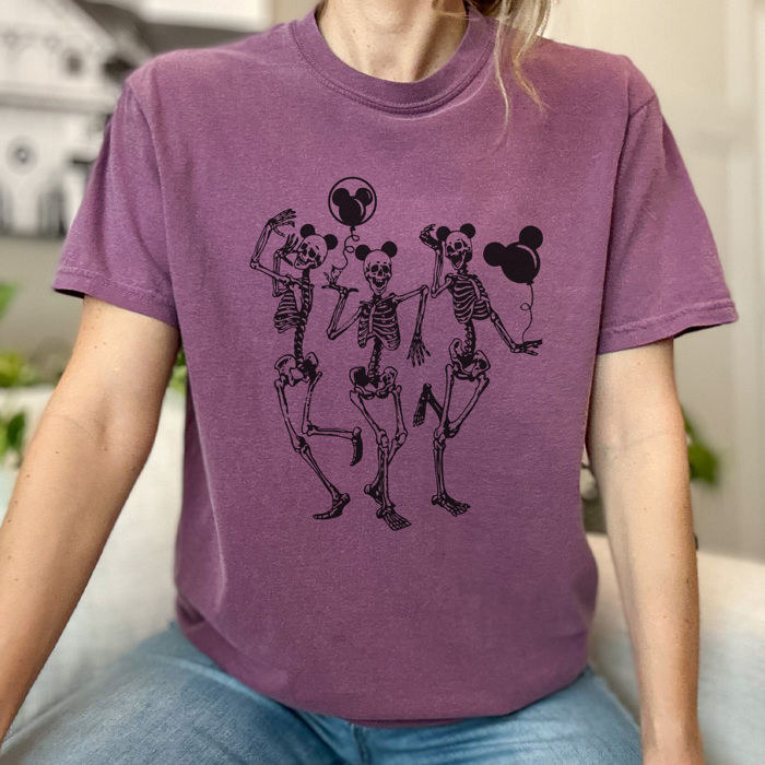 Skeleton Theme Park Graphic Tee, Halloween Graphic Tee, Skeleton Mouse Shirt, Haunted Mansion Tee