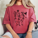 Medium Crimson Skeleton Theme Park Graphic Tee, Halloween Graphic Tee, Skeleton Mouse Shirt, Haunted Mansion Tee