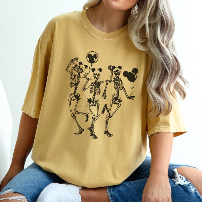 Skeleton Theme Park Graphic Tee, Halloween Graphic Tee, Skeleton Mouse Shirt, Haunted Mansion Tee