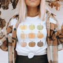 XXL White Fall Pumpkin Graphic Tee, Watercolor Pumpkins, Faux Glitter Pumpkin, Pumpkin Shirt, Fall Graphic Tee, Thanksgiving Graphic Tee