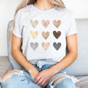 Small Ash Gray Pastel Hearts Graphic Tee, Cute Heart Tee, Every Day Shirt, Watercolor Tee