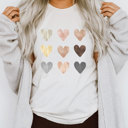  Pastel Hearts Graphic Tee, Cute Heart Tee, Every Day Shirt, Watercolor Tee
