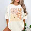 Small Cream Grunge Flower Graphic Tee, Vintage Tee, Distressed Tee, Trendy Graphic Tee, Flower Shirt, Boho Flower, Boho Tee
