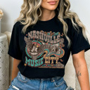 Large Black Nashville Music City Graphic Tee, Country Graphic Tee, Western Shirt, Cowgirl Style, Music Tshirt