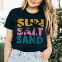 Medium Black Sun Salt Sand Graphic Tee, Summer Shirt, Lake Day Shirt, Vacation Tee