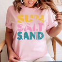 Large Soft Pink Sun Salt Sand Graphic Tee, Summer Shirt, Lake Day Shirt, Vacation Tee