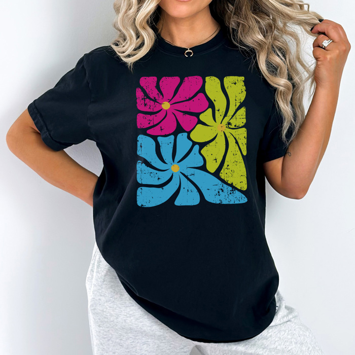 Neon Flower Graphic Tee, Boho Every Day Graphic Tee, Summer Graphic Tee, Flower Tshirt, Comfort Colors
