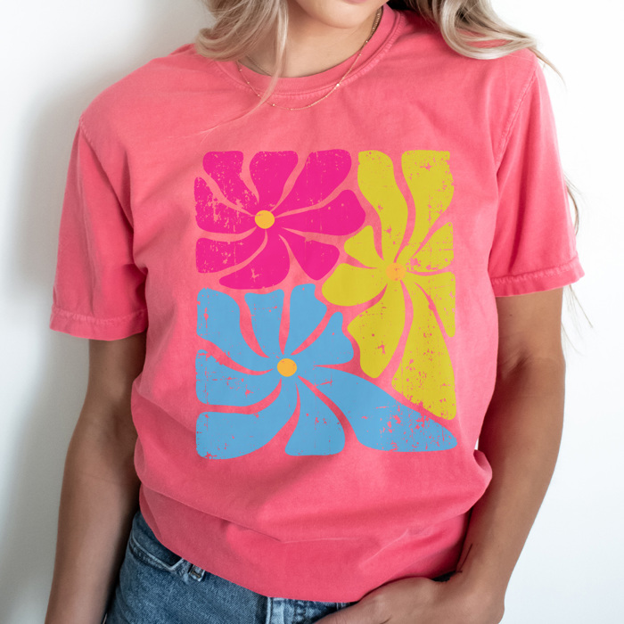 Neon Flower Graphic Tee, Boho Every Day Graphic Tee, Summer Graphic Tee, Flower Tshirt, Comfort Colors