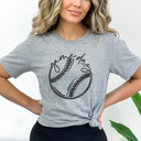 Medium Athletic Heather Game Day Baseball Graphic Tee, Cute Baseball Shirt, Baseball Mom