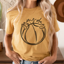 Small Mustard Game Day Basketball Graphic Tee, Cute Basketball Shirt, Basketball Mom, Bella Shirt