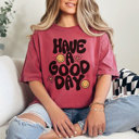 Small Crimson Have A Good Day Cute Smiley Graphic Tee
