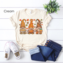 Medium Cream Fall Holiday Gnomes Graphic Tee, Gnomes Shirt, Cute Fall Shirt, Thanksgiving Tee