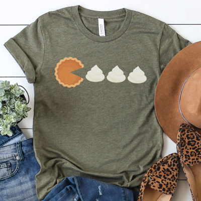 Pacman Pie Funny Thanksgiving Graphic Tee