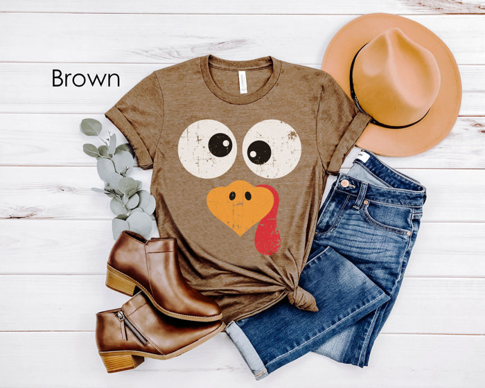 Turkey Character Cute Thanksgiving Graphic Tee