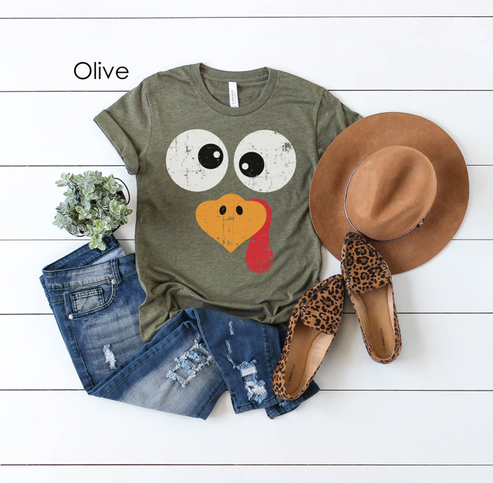 Turkey Character Cute Thanksgiving Graphic Tee