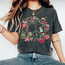 Large Pepper Christmas Retro Peace Graphic Tee, Cute Christmas Shirt, Holiday Graphic Tee