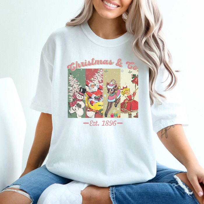 Christmas and Co Vintage Graphic Tee, Cute Christmas Shirt, Christmas Classics, Rudolph, Checkered Santa