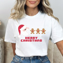 Large White Pac Man Christmas Graphic Tee, Funny Christmas Shirt, Ugly Christmas Shirt, Santa Shirt
