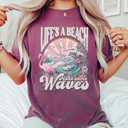 Large Berry Life's A Beach Graphic Tee, Summer Tee, Beach Day Shirt, Vacation Tee, Mave Waves Shirt, Vintage Style, Comfort Colors