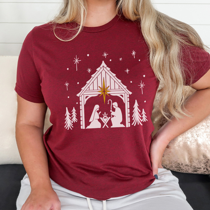 Nativity Star Graphic Tee, Nativity Shirt, Christmas Graphic Tee, Jesus Shirt, Religious Shirt, Merry Christmas Shirt
