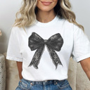 XXL White Halloween Coquette Bow Graphic Tee, Halloween Shirt, Spooky Season, Coquette Bow Tee