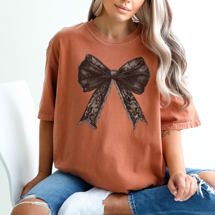 Halloween Coquette Bow Graphic Tee, Halloween Shirt, Spooky Season, Coquette Bow Tee