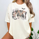 Medium Ivory Trendy Spooky Graphic Tee, Halloween Shirt, Fall Graphic Tee, Cute Halloween Shirt