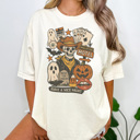 XL Ivory Cowboy Skeleton Graphic Tee, Cute Halloween Shirt, Spooky Season Shirt, Cowboy Graphic Tee