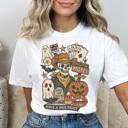 XXL White Cowboy Skeleton Graphic Tee, Cute Halloween Shirt, Spooky Season Shirt, Cowboy Graphic Tee