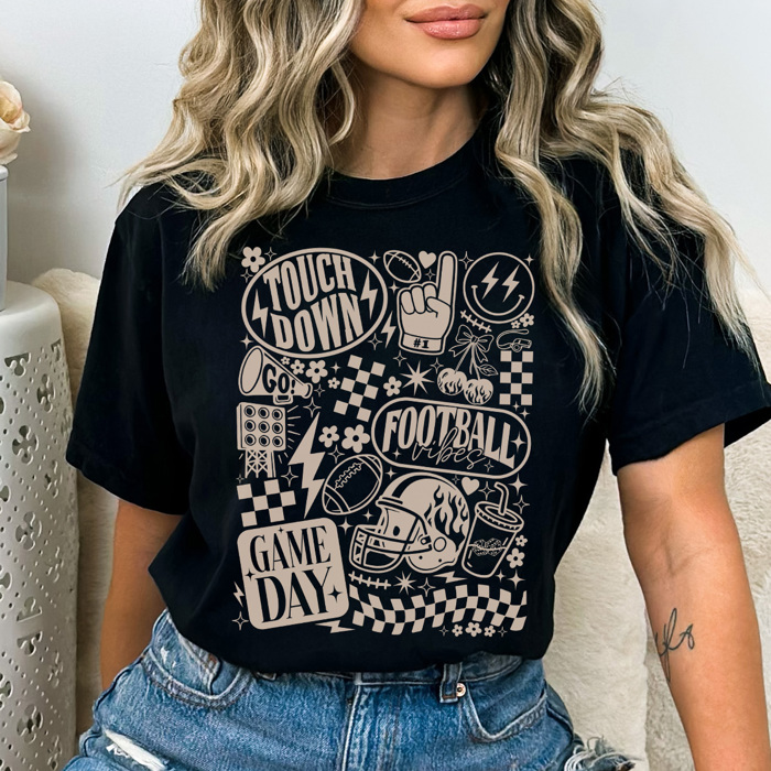 Football Vibes Graphic Tee, Vintage Football Shirt, Retro Football Shirt, Game Day Tee, Football Mom Tee