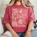 Medium Crimson Football Vibes Graphic Tee, Vintage Football Shirt, Retro Football Shirt, Game Day Tee, Football Mom Tee