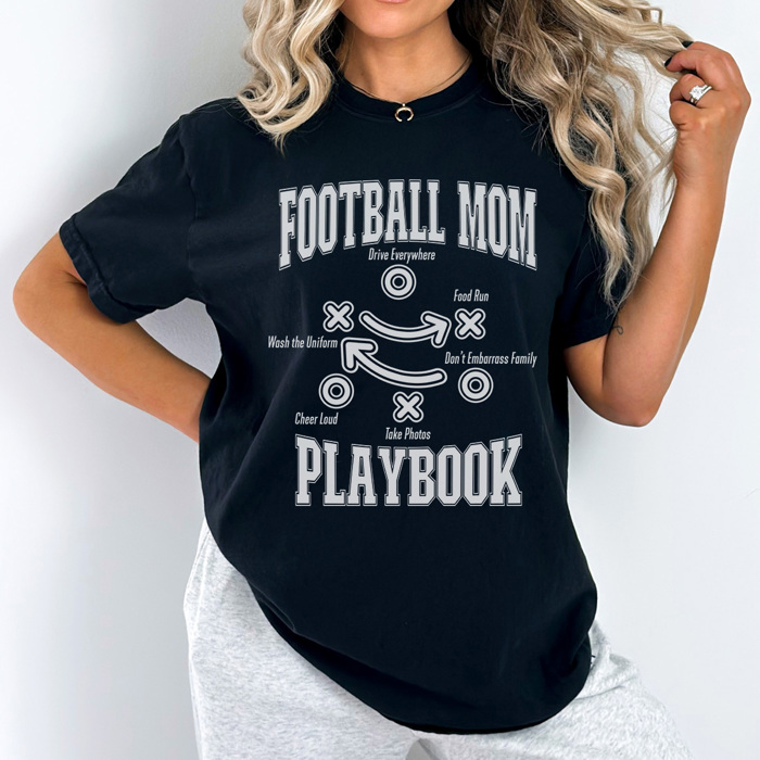 Football Mom Playbook Graphic Tee, Game Day Shirt, Football Mom Tee