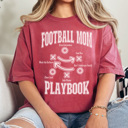 Large Crimson Football Mom Playbook Graphic Tee, Game Day Shirt, Football Mom Tee
