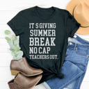 Large Black Summer Break No Cap Graphic Tee, Teacher Graphic Tee, Summer Break Shirt, Teacher Appreciation, Teacher Gift