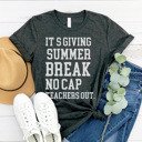 Medium Charcoal Summer Break No Cap Graphic Tee, Teacher Graphic Tee, Summer Break Shirt, Teacher Appreciation, Teacher Gift