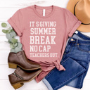Medium Mauve Summer Break No Cap Graphic Tee, Teacher Graphic Tee, Summer Break Shirt, Teacher Appreciation, Teacher Gift