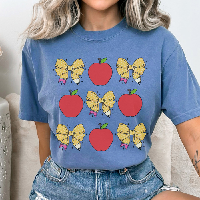 Teacher Coquette Grid Graphic Tee, Back To School Shirt, Cute Teacher Shirt, Teacher Appreciation