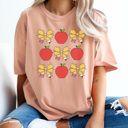 Medium Peachy Teacher Coquette Grid Graphic Tee, Back To School Shirt, Cute Teacher Shirt, Teacher Appreciation
