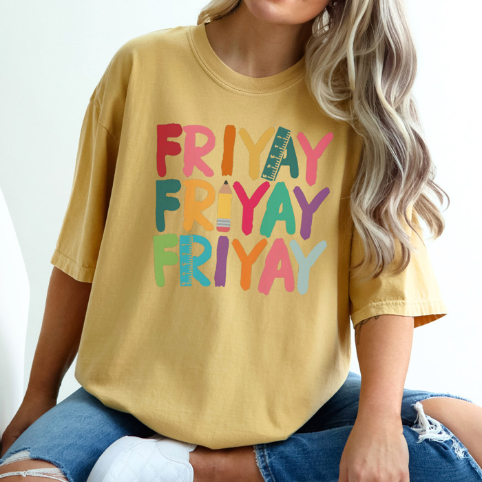 Friyay Teacher Graphic Tee, Cute Teacher Shirt, Back to School, Teacher Gift