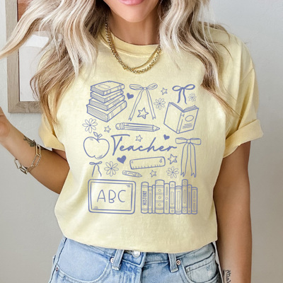 Cute Teacher Blue Graphic Tee, Back to School Shirt, Teacher Tee, Teacher Gift, Comfort Colors