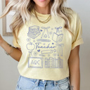  Cute Teacher Blue Graphic Tee, Back to School Shirt, Teacher Tee, Teacher Gift, Comfort Colors